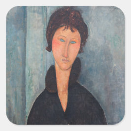 Amedeo Modigliani - Vrouw met blauwe ogen Vierkante Sticker