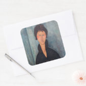 Amedeo Modigliani - Vrouw met blauwe ogen Vierkante Sticker (Envelop)