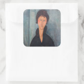 Amedeo Modigliani - Vrouw met blauwe ogen Vierkante Sticker (Tas)