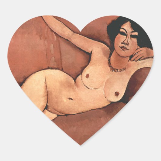 Amedeo Modigliani Vrouw Op Een Bank Hart Sticker (Voorkant)