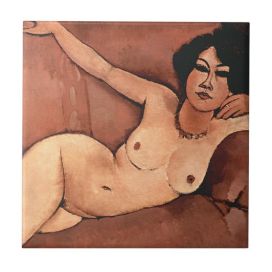 Amedeo Modigliani Vrouw Op Een Bank Tegeltje (Voorkant)