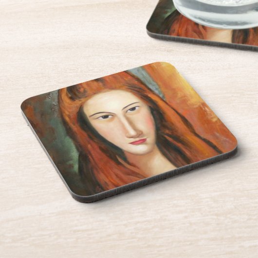 Amedeo Modigliani's Jeanne Hebuterne Portrait Bier Onderzetter (Linkerzijde)
