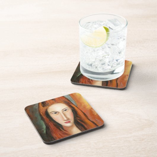 Amedeo Modigliani's Jeanne Hebuterne Portrait Bier Onderzetter (Rechterzijde)