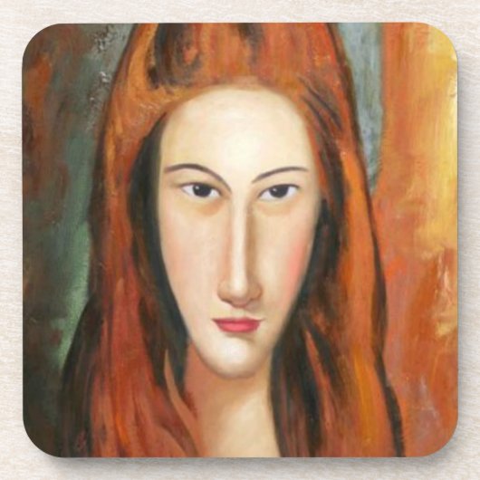 Amedeo Modigliani's Jeanne Hebuterne Portrait Bier Onderzetter (Voorkant)