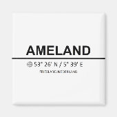 Ameland Coordinates - Ameland Coordinaten Magneet (Voorkant)