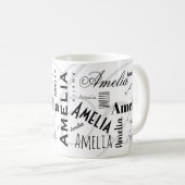 Amelia Aangepaste Naam Zwart Wit Koffiemok (Voorkant rechts)
