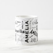 Amelia Aangepaste Naam Zwart Wit Koffiemok (Center)