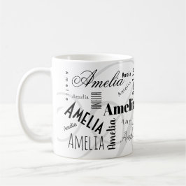 Amelia Aangepaste Naam Zwart Wit Koffiemok