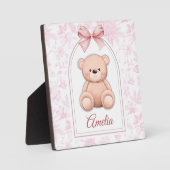 Amelia | Aangepaste Roze Teddybeer-kinderkamerontw Fotoplaat (Voorkant)