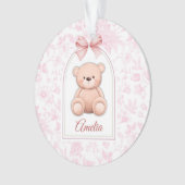 Amelia | Aangepaste Roze Teddybeer Nursery Design Ornament (voorkant)