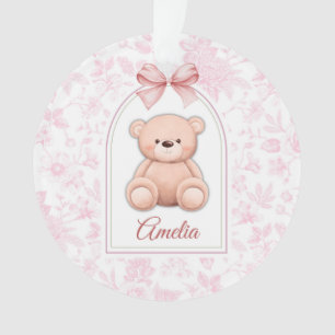 Amelia   Aangepaste Roze Teddybeer Nursery Design Ornament