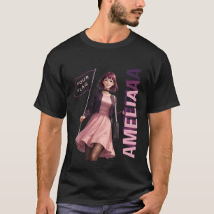 Amelia Anime Stijl Paarse Goth Meisje Esthetische T-shirt