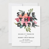 Amelia Bold Waterverf Floral Bouquet Modern Save The Date (Voorkant)