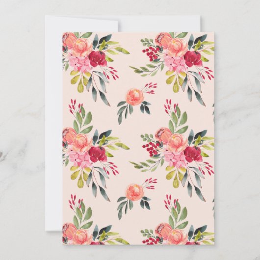 Amelia Bold Waterverf Floral Bouquet Modern Save The Date (Achterkant)