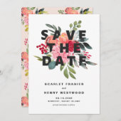 Amelia Bold Waterverf Floral Bouquet Modern Save The Date (Voorkant / Achterkant)