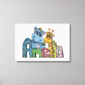Amelia Canvas Name Art Giraffe Hippo Bedroom Decor (Voorkant)
