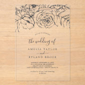 AMELIA Classic Boheemse Bloemen Botanische Huwelij Acryl Uitnodigingen (Voorkant)