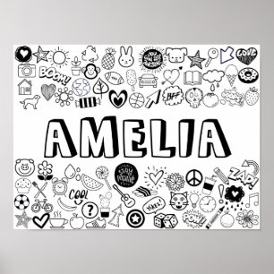 'AMELIA' Color-it-Yourself-contourontwerp Poster