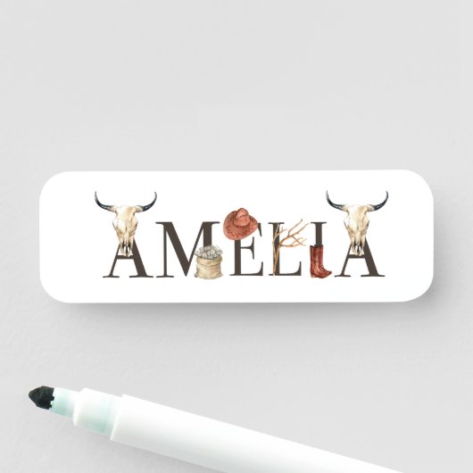 Amelia cowboy meisje, Westerne cowgirls, cowboy me Naamplaatje (In situ)