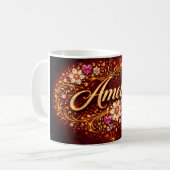 Amelia Custom Mug Pink Heart Emerald Gold Romantic Koffiemok (Voorkant links)