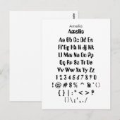 Amelia - Datablad Zazzle-lettertype Briefkaart (Voorkant / Achterkant)