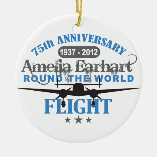 Amelia Earhart 75 Year Jubileum Keramisch Ornament (Voorkant)