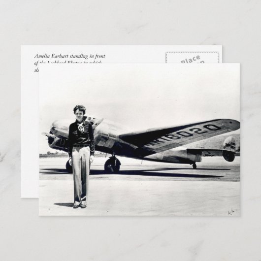 Amelia Earhart Briefkaart (Voorkant / Achterkant)