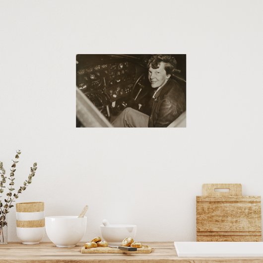 Amelia Earhart Candid Airplane Cockpit Foto 1937 Poster (Keuken)