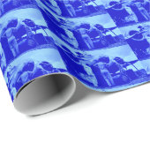 Amelia Earhart Digitale Kunst Blauwe Tint  Cadeaupapier (Rol Hoek)
