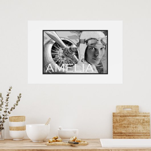 Amelia Earhart en haar Electra Propeller Poster (Keuken)