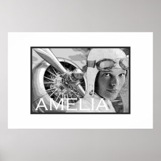 Amelia Earhart en haar Electra Propeller Poster