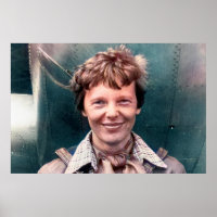 Amelia Earhart en haar Lockheed Electra ingekleurd