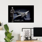 Amelia Earhart en haar Lockheed Electra plane Poster (Thuiskantoor)