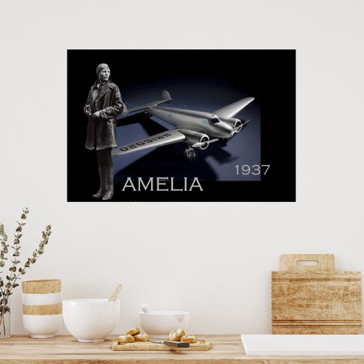 Amelia Earhart en haar Lockheed Electra plane Poster (Keuken)