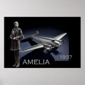 Amelia Earhart en haar Lockheed Electra plane Poster (Voorkant)
