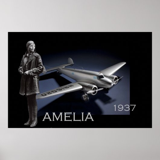 Amelia Earhart en haar Lockheed Electra plane Poster (Voorkant)