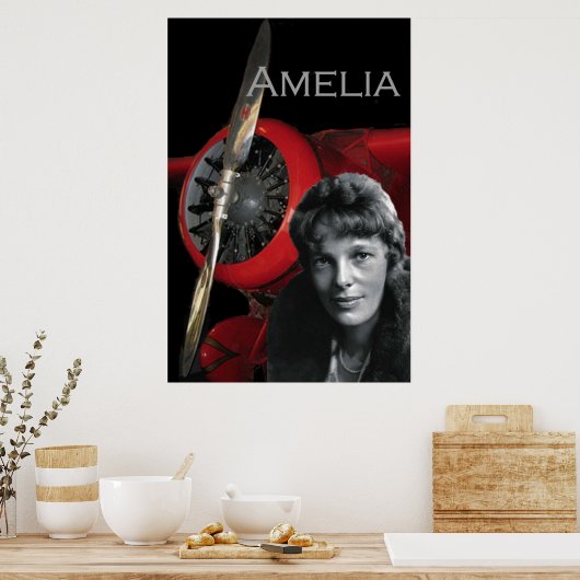 Amelia Earhart en haar Lockheed Electra Poster (Keuken)