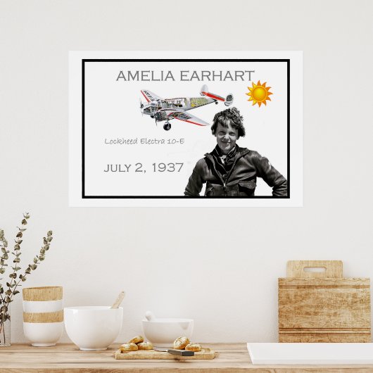 Amelia Earhart en haar Lockheed Electra-vliegtuig Poster (Keuken)