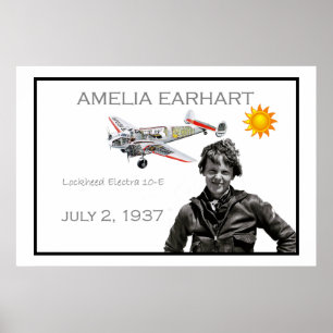 Amelia Earhart en haar Lockheed Electra-vliegtuig Poster