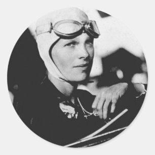 Amelia Earhart Foto Ronde Sticker