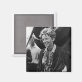 Amelia Earhart Fotoportret Magneet (Voorkant / Achterkant)