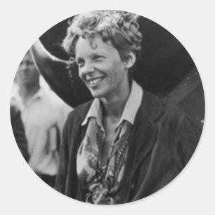 Amelia Earhart Fotoportret Ronde Sticker