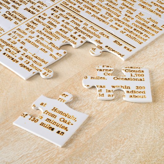 Amelia Earhart krant Sory Sepia Legpuzzel (Zijkant)