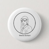 Amelia Earhart Line Portrait Ronde Button 5,7 Cm (Voorkant)