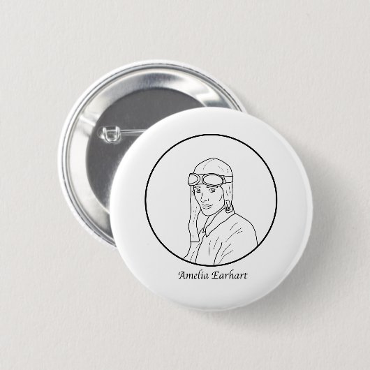 Amelia Earhart Line Portrait Ronde Button 5,7 Cm (Voorkant /achterkant)