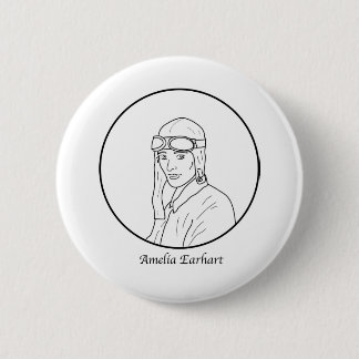 Amelia Earhart Line Portrait Ronde Button 5,7 Cm