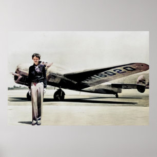 Amelia Earhart Lockheed Electra C 1937 ingekleurd Poster