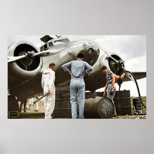 Amelia Earhart Lockheed Model 10 Electra 1937 Over Poster (Voorkant)