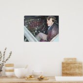 Amelia Earhart Onopgepoetste Kleurenfoto van het V Poster (Keuken)