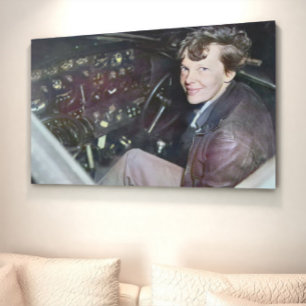 Amelia Earhart Onopgezette Foto van Vliegtuig Cock Poster
